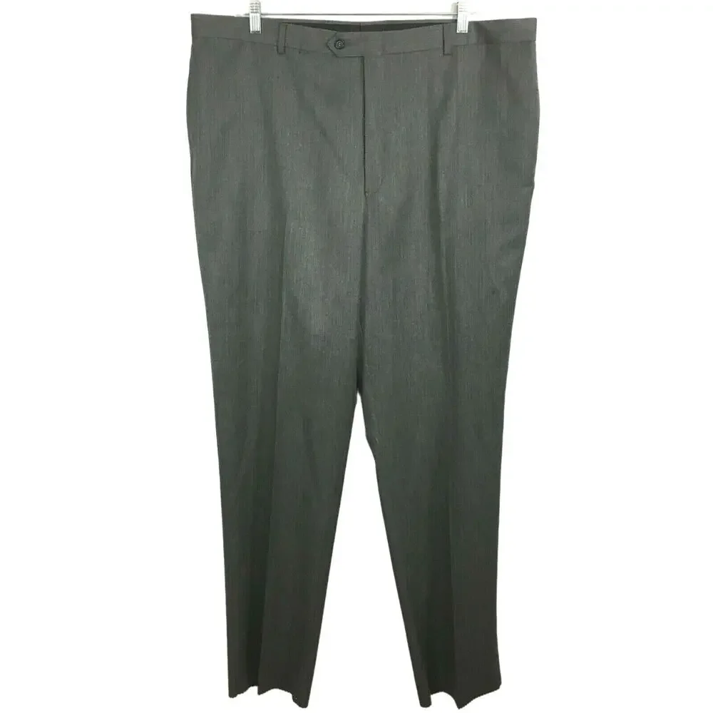 NWT Austin Reed Pants Mens‎ Sz 44 Gray Super 100s Wool Trouser Dress *Unhemmed